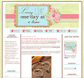 Living Life One Day At A Time Blog Giveaway