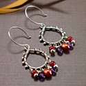 Earrings - Chandelier Wrap - Carnelian, Amethyst and Pearls