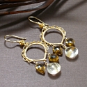 Vintage Romance - Teardrop Chandeliers - Beer Quartz and Rutilated Quartz