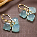 Sea Blue Chalcedony Flower Wrap Earrings