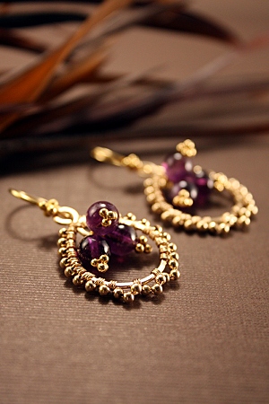 Royal Trio - Gold-filled Amethyst Earrings