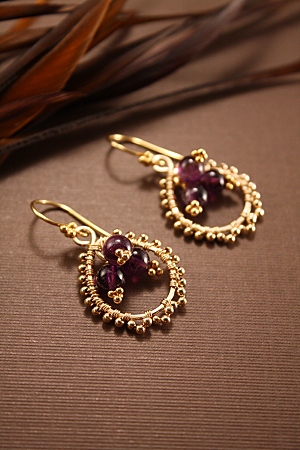 Royal Trio - Gold-filled Amethyst Earrings
