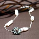 Flora - Winter Bloom - Biwa Pearls and Mother of Pearl Carved Flower