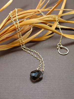 Solitaire - Smoky Topaz Twist Gold-filled Necklace